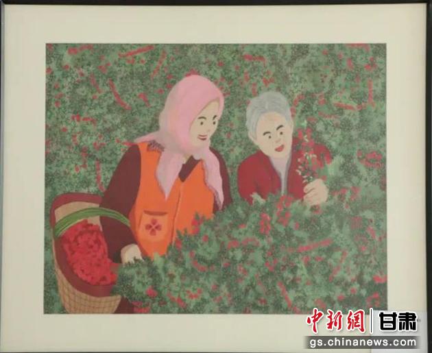 靖遠(yuǎn)縣枸杞種植業(yè)帶動10多萬農(nóng)民脫貧致富。刺繡 王明風(fēng) 繡稿 胡靜